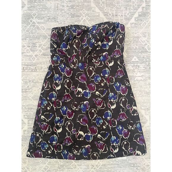 American Eagle Dress Women's 4 Strapless Lined Floral Metallic Party Semi-Formal - Picture 1 of 7